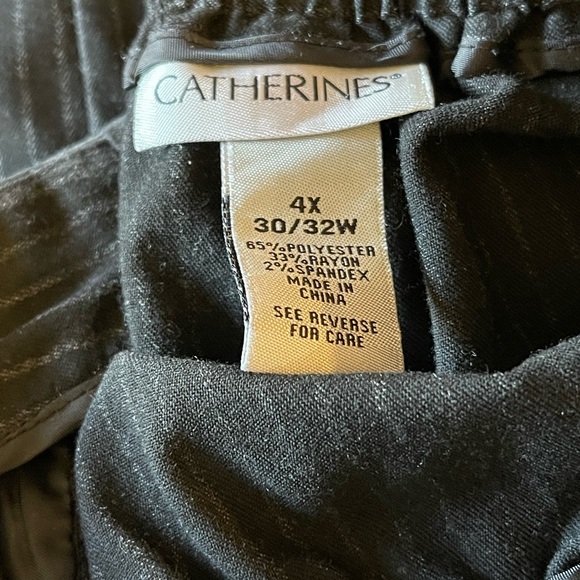 Catherines Refined Fit Pants Black Pin Strip 4X (30X32) - Picture 4 of 8